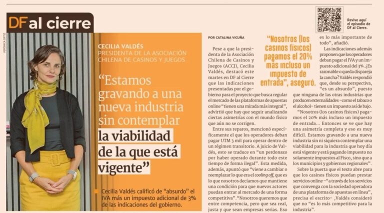 Cecilia Valdés aborda las asimetrías entre casinos y apuestas online en DF al Cierre.